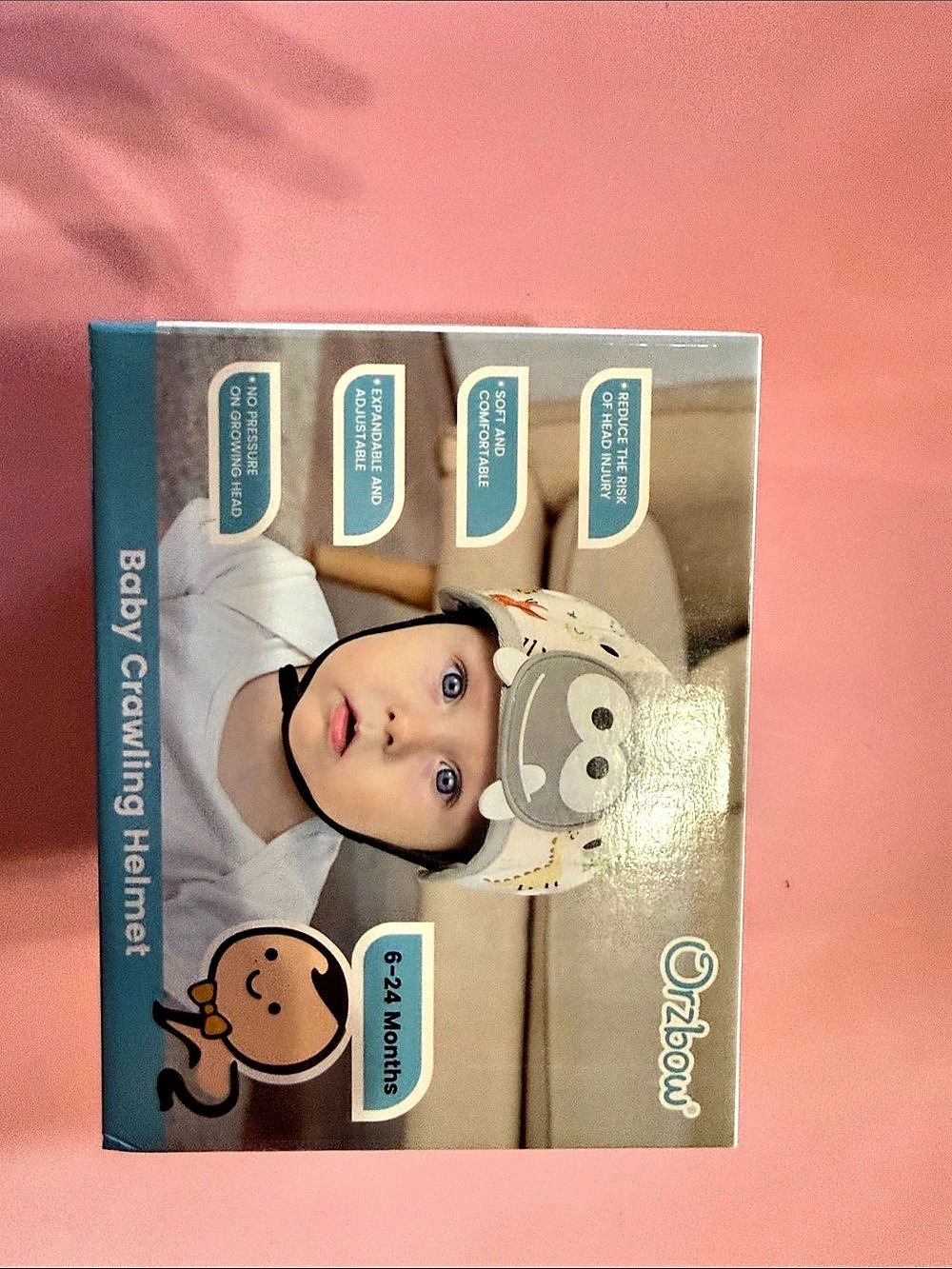 Zizow Baby Crawling Helmet White & Brown NWT